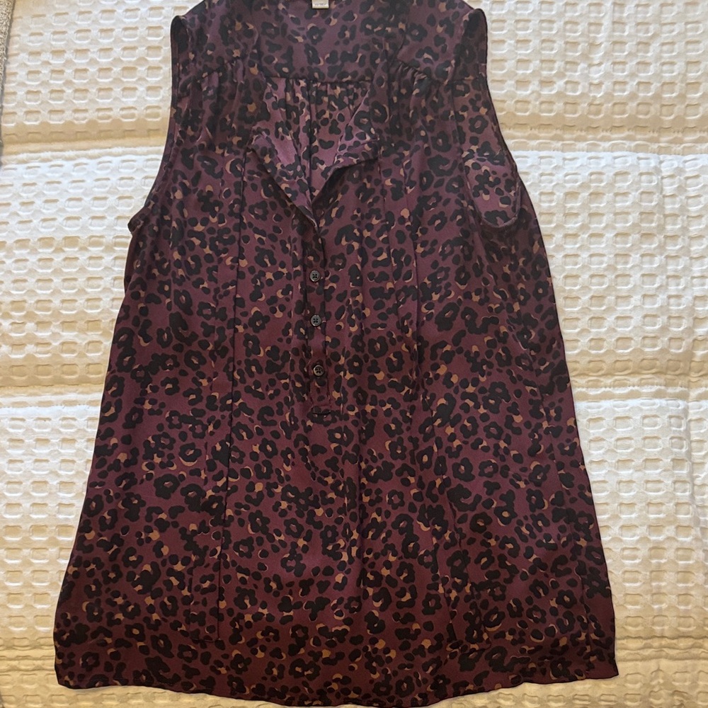 LOFT Plum and Black Animal Print Top